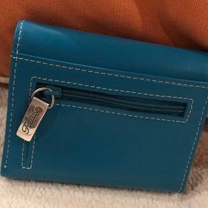 Teal fossil wallet
